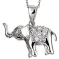 Silver and Cubic Zirconia Elephant Pendant