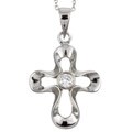 Silver Cubic Zirconia Cross Necklace