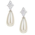 Sterling Silver and CZ Faux Pearl Drop Earrings