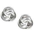 14k White Gold Swirled Button Stud Earrings