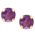 10k Yellow Gold 4 mm Amethyst Earrings