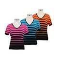Kenneth Miller Women's Striped V-neck Stretch Shirt