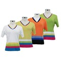 Kenneth Miller Women's Striped V-neck Knit Shirt