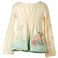 Flapdoodles Girl's Fall Ivory and Sea Blue Floral Top