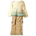 Flapdoodles Girl's 2-piece Tan/Floral Set