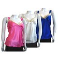TG Satin Lace Trimmed V-neck Shirt