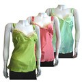 Sleeveless Lace-trimmed Satin Top