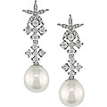 18k Gold South Sea Pearl and 1ct TDW Diamond Earrings (GHI, I1) (9-10 mm)