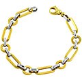 14k Two-tone Gold Oval/ Round Link Bracelet