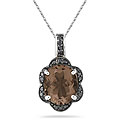 Sterling Silver Smokey Quartz 1/4ct TDW Black Diamond Necklace