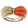 18k Gold Coral/ 1 1/10ct TDW Diamond Estate Ring (H, VS1)