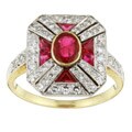 18k Gold Ruby and 1ct TDW Diamond Estate Ring (G, VS2)