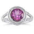 14k White Gold Pink Topaz and Diamond Ring