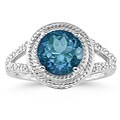 10k White Gold Blue Topaz and Diamond Ring