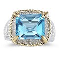 14k Gold and Silver Blue Topaz and Diamond Ring