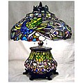 Tiffany-style Peacock Stained Glass Table Lamp