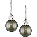 14k Gold Tahitian Pearl and 3/8ct TDW Diamond Earrings (HI, SI) (10-11 mm)