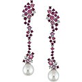 18k Gold South Sea Pearl and Gemstone Earrings (G-H-I, SI)