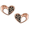 10k Pink Gold 1/10ct TDW Diamond Heart Earrings