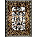 Zebra and Leopard Skin Animal Rug (5'3 x 7'2)