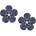 18k Gold Sapphire and Diamond Flower Earrings