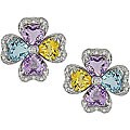14k Gold Gemstone and 1/5ct TDW Diamond Earrings
