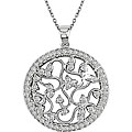 14k White Gold 1ct TDW Diamond Circle Pendant