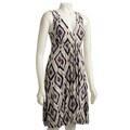 Max & Cleo Ikat Print Jersey Rolled Hem Dress