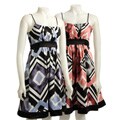 Max & Cleo Women's Braided Strap Ikat Print Dress