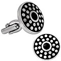 Stainless Steel Black Enamel Round Cuff Links
