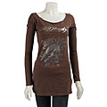 Ed Hardy Women's Skull Long-sleeve Rhinestone Tee