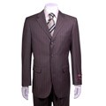 Giorgio Fiorelli Men's Grey 3-button Striped Suit