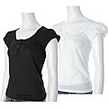 Derek Heart Junior's Cap-sleeve 3-button Top