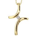 10k Gold Diamond Accent Abstract Cross Necklace