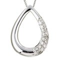 10k White Gold 1/6ct TDW Diamond Teardrop Necklace