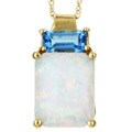 10k Gold Created Opal and Blue Topaz Necklace