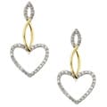14k Two-tone Gold 1/4ct TDW Diamond Heart Earrings (H, I2)