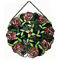 Tiffany-style Rose Round Window Panel