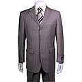 Giorgio Fiorelli Olive Grey Striped 3-button Suit