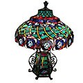 Tiffany-style Peacock Iron Table Lamp