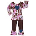 AnnLoren Girl's Chocolate/ Pink Tie-dye Outfit