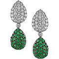 18k Gold 1 3/4ct TDW Diamond and Emerald Earrings (GHI, SI)