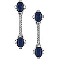 18k Gold Sapphire and 1/10ct TDW Diamond Earrings