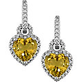 18k Gold Heart Citrine and 1/3ct TDW Diamond Earrings (GHI, I1)
