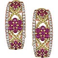 14k Two-tone Gold Pink Sapphire and Diamond Earrings
