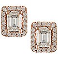 14k Pink Gold 1/2ct TDW Emerald-cut Diamond Earrings (JK, VS)