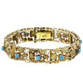 14k Yellow Gold Turquoise Estate Bracelet