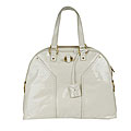 Yves Saint Laurent Large Cream Patent Leather Tote