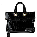 Yves Saint Laurent Black Patent Leather Croco Tote
