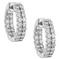 14k White Gold 1ct TDW Diamond Double-row Hoops (G-H, I1)